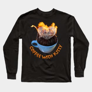 Morning Coffee with Kitty T-Shirt mug coffee mug apparel hoodie sticker gift Long Sleeve T-Shirt